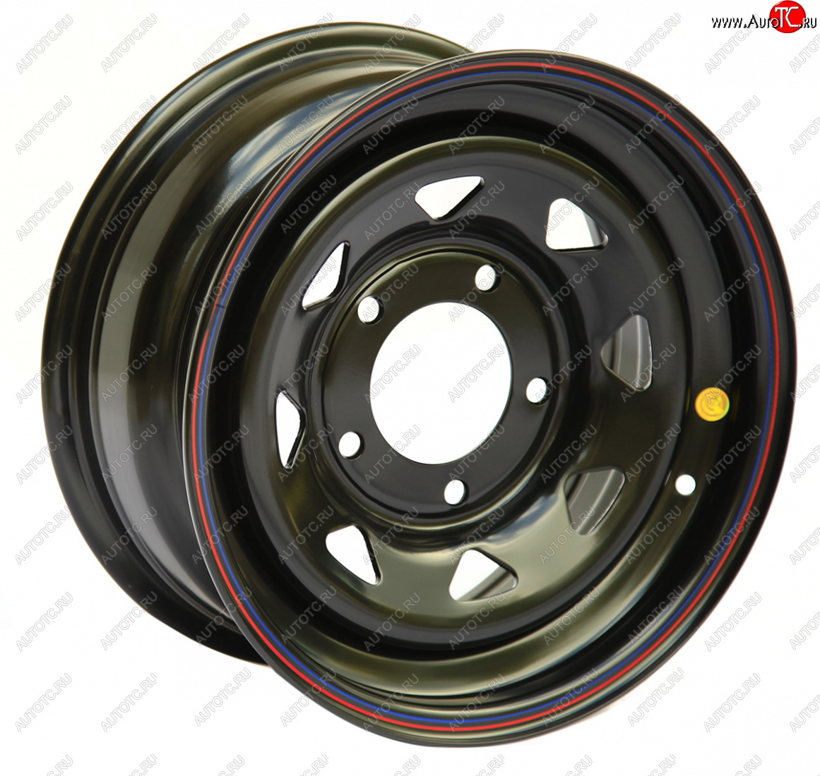 6 539 р. Штампованый диск OFF-ROAD Wheels (усиленный, треугольник мелкий) 7.0x16 Уаз Буханка 452 3741 цельнометаллический фургон (1965-2025) 5x139.7xDIA108.0xET25.0 (Цвет: черный)