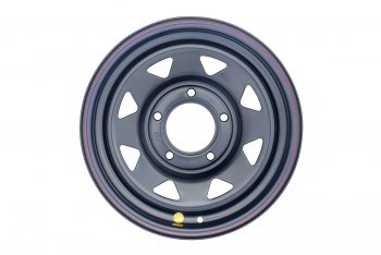 5 699 р. Штампованый диск OFF-ROAD Wheels (усиленный, треугольник мелкий) 7.0x15 Уаз Буханка 452 3741 цельнометаллический фургон (1965-2025) 5x139.7xDIA108.0xET25.0 (Цвет: черный). Увеличить фотографию 2