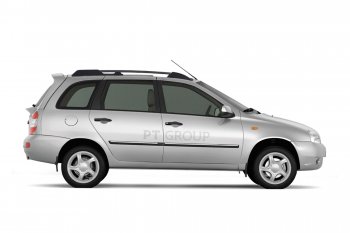 4 899 р. Рейлинги Petroil Tuning Усиленные Лада Калина 1117 универсал (2004-2013) (Черный муар, крыша с ребром жесткости)  с доставкой в г. Вологда. Увеличить фотографию 2
