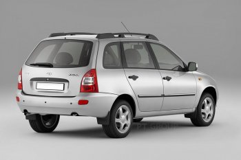 4 899 р. Рейлинги Petroil Tuning Усиленные Лада Калина 1117 универсал (2004-2013) (Черный муар, крыша с ребром жесткости)  с доставкой в г. Вологда. Увеличить фотографию 3