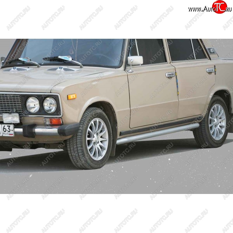 2 299 р. Защита порогов ТехноСфера (Техно Сфера) (d51, с полимерным покрытием ) Лада 2105 (1979-2010) (Серебристый)  с доставкой в г. Вологда