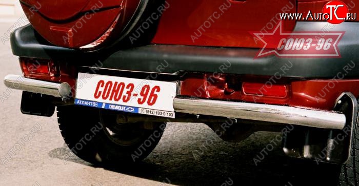 5 399 р. Защита заднего бампера из боковых уголков Souz-96 (d60) Chevrolet Niva 2123 дорестайлинг (2002-2008)  с доставкой в г. Вологда
