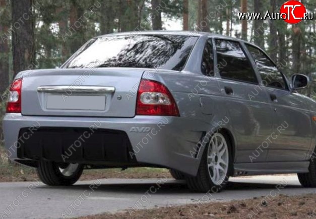 5 649 р. Накладка на задний бампер CT Лада Приора 2170 седан дорестайлинг (2007-2014) (Неокрашенная)  с доставкой в г. Вологда