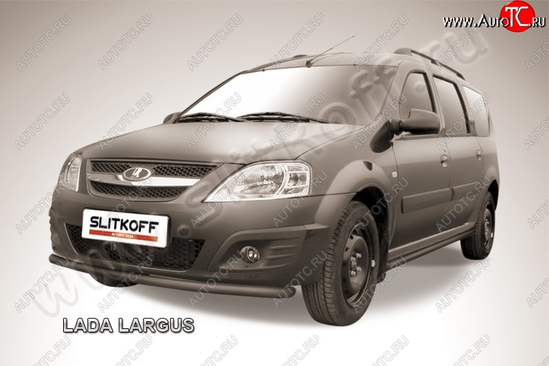 3 999 р. Защита переднего бампер Slitkoff Лада Ларгус дорестайлинг R90 (2012-2021) (Цвет: серебристый)  с доставкой в г. Вологда