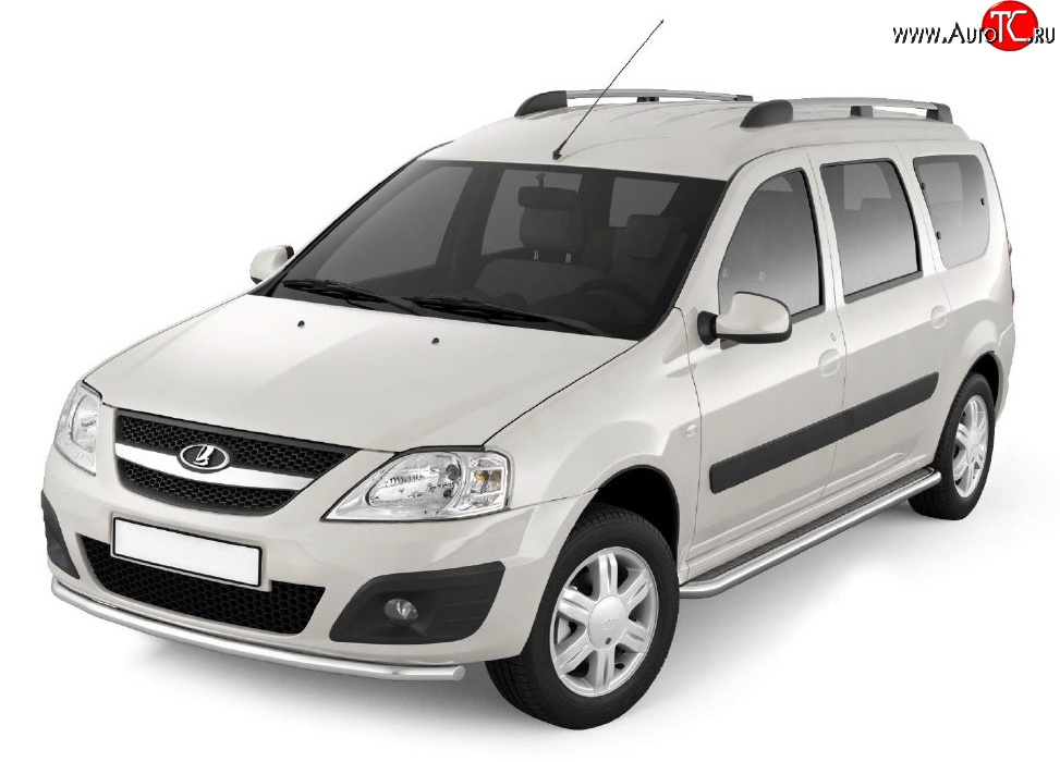 23 999 р. Порожки для ног из трубы Ø51 с алюминиевой площадкой Petroil Tuning Лада Ларгус рестайлинг R90 (2021-2025) (Нержавеющая полированная сталь)  с доставкой в г. Вологда
