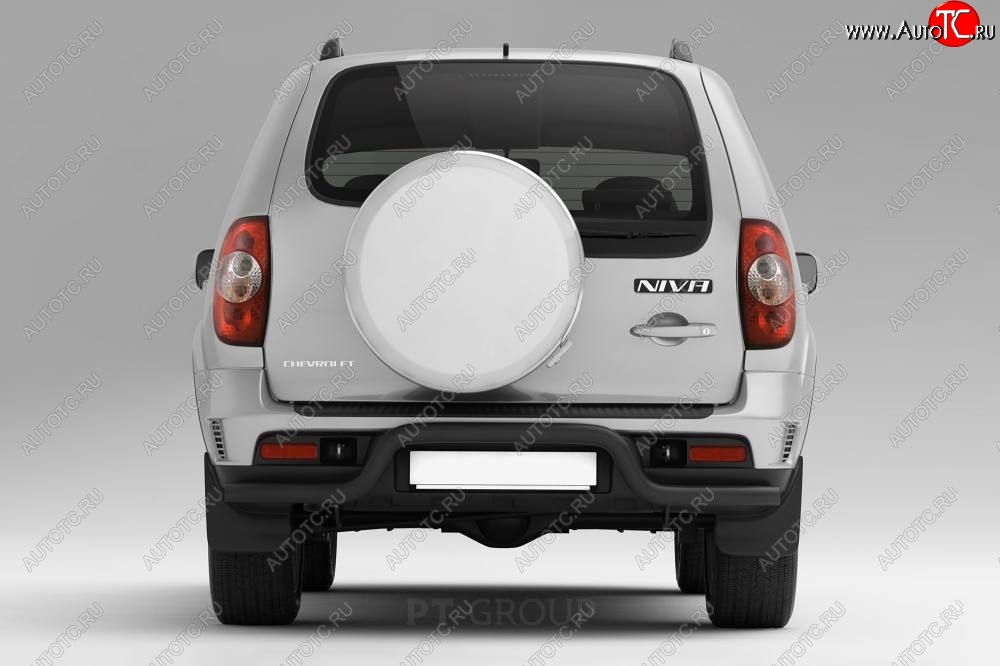 3 829 р. Защита заднего бампера Petroil Tuning Волна (d63) Chevrolet Niva 2123 рестайлинг (2009-2020) (Сталь с полимерным покрытием в цвет: черный ❞Шагрень❝)  с доставкой в г. Вологда