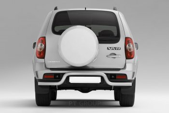 3 829 р. Защита заднего бампера Petroil Tuning Волна (d63) Chevrolet Niva 2123 рестайлинг (2009-2020) (Сталь с полимерным покрытием в цвет: черный ❞Шагрень❝)  с доставкой в г. Вологда. Увеличить фотографию 2