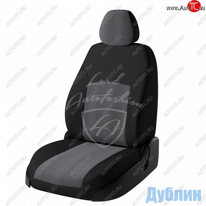 5 949 р. Чехлы для сидений  Niva (2016-2019) Lord Autofashion Дублин (жаккард)  Chevrolet Niva  2123 (2009-2020), Лада 2123 (Нива Шевроле) (2009-2021) (Черный, вставка Ёж Белый)  с доставкой в г. Вологда