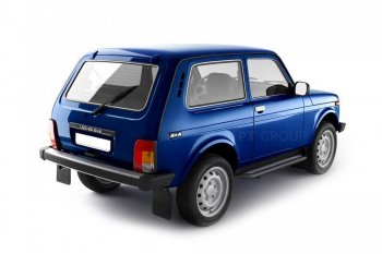 Порожки для ног из трубы Ø51 с алюминиевой площадкой URBAN Petroil Tuning Лада Нива 4х4 2121 3 дв. дорестайлинг (1977-2019)