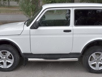 24 549 р. Защита порогов (Ø76 с проступью, нержавейка) SLITKOFF Лада нива 4х4 2131 Урбан 3 дв. дорестайлинг (2014-2019) (вариант 1)  с доставкой в г. Вологда. Увеличить фотографию 3