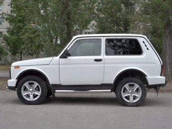 22 549 р. Защита порогов (Ø76 с проступью, нержавейка) SLITKOFF Лада нива 4х4 2131 Урбан 3 дв. дорестайлинг (2014-2019) (вариант 2)  с доставкой в г. Вологда. Увеличить фотографию 2
