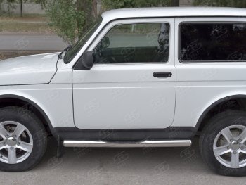 24 549 р. Защита порогов (Ø76 с проступью, нержавейка) SLITKOFF Лада нива 4х4 2131 Урбан 3 дв. дорестайлинг (2014-2019) (вариант 3)  с доставкой в г. Вологда. Увеличить фотографию 2