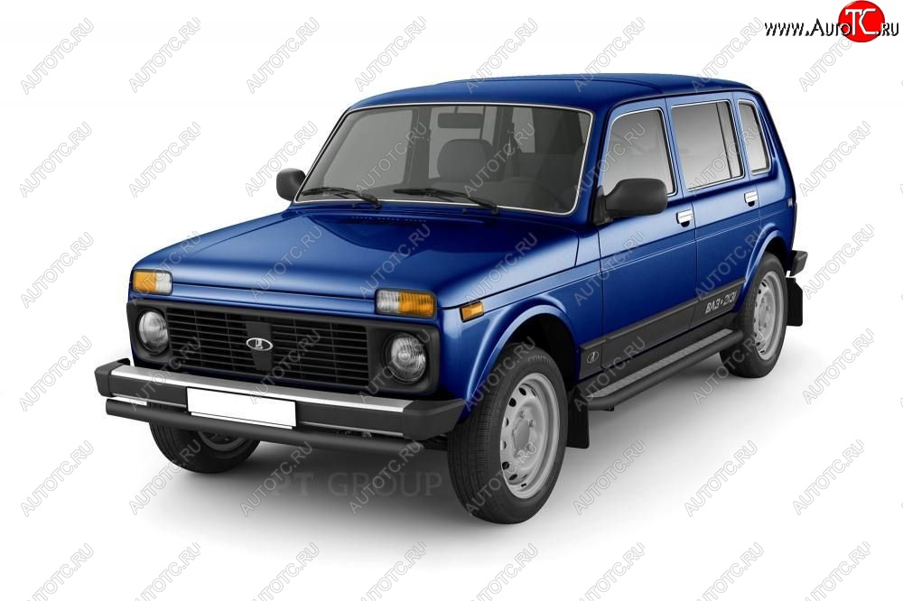 10 499 р. Порожки для ног из трубы Ø51 с алюминиевой площадкой Petroil Tuning Лада нива 4х4 2131 5 дв. дорестайлинг (1993-2019) (Сталь с полимерным покрытием в цвет: черный ❞Шагрень❝)  с доставкой в г. Вологда