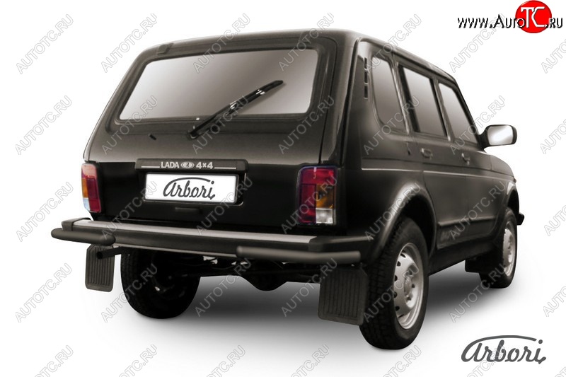 3 239 р. Защита заднего бампера Arbori (уголки, черная, 1 труба d57 mm). Лада нива 4х4 2131 5 дв. дорестайлинг (1993-2019)  с доставкой в г. Вологда