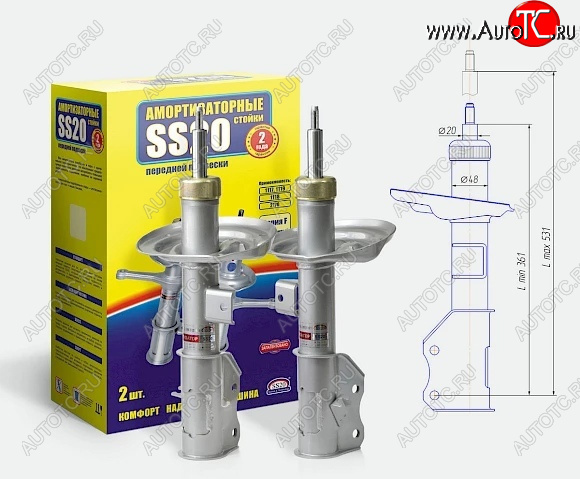 10 079 р. Амортизаторы передние SS20  Лада Веста ( 2180,  SW 2181) (2015-2025) седан дорестайлинг, универсал дорестайлинг, седан рестайлинг, универсал рестайлинг (Шоссе - жесткая подвеска для езды на большой скорости)  с доставкой в г. Вологда