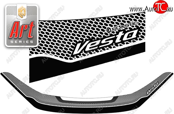 2 299 р. Дефлектор капота CA-Plastiс  Лада Веста ( 2180,  SW 2181,  Спорт 2180) - Веста Кросс ( SW 2181,  2180) (Серия Art графит)  с доставкой в г. Вологда