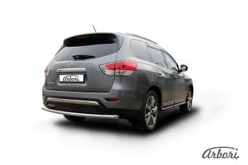 12 869 р. Защита заднего бампера Arbori (нержавейка, 1 труба d57 mm). Nissan Pathfinder R52 дорестайлинг (2012-2017)  с доставкой в г. Вологда. Увеличить фотографию 2