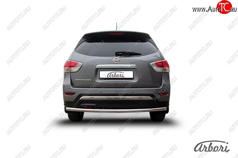 12 869 р. Защита заднего бампера Arbori (нержавейка, 1 труба d57 mm). Nissan Pathfinder R52 дорестайлинг (2012-2017)  с доставкой в г. Вологда