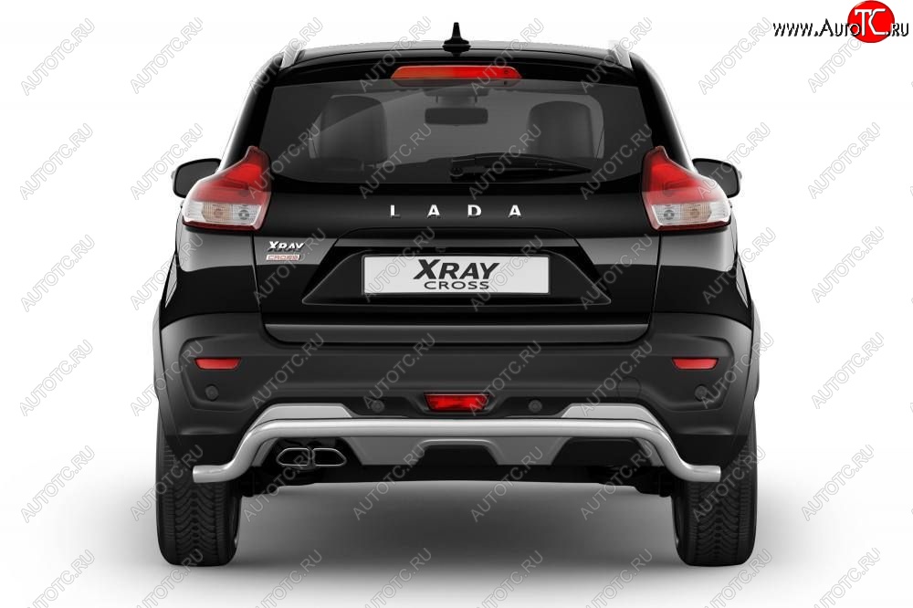 13 499 р. Защита заднего бампера PT GROUP Ø51мм Волна (НПС) LADA XRay Cross 2018-  Лада Веста SW 2181 универсал дорестайлинг (2017-2022) (Нержавеющая полированная сталь)  с доставкой в г. Вологда