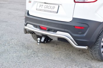 13 499 р. Защита заднего бампера PT GROUP Ø51мм Волна (НПС) LADA XRay Cross 2018-  Лада Веста SW 2181 универсал дорестайлинг (2017-2022) (Нержавеющая полированная сталь)  с доставкой в г. Вологда. Увеличить фотографию 2