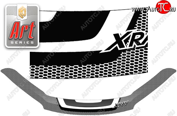 2 399 р. Дефлектор капота CA-Plastiс  Лада XRAY - XRAY Cross (Серия Art черная)  с доставкой в г. Вологда