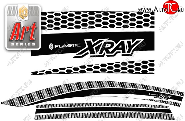 2 199 р. Дефлектора окон CA-Plastic  Лада XRAY - XRAY Cross (Серия Art черная, Без хром.молдинга)  с доставкой в г. Вологда