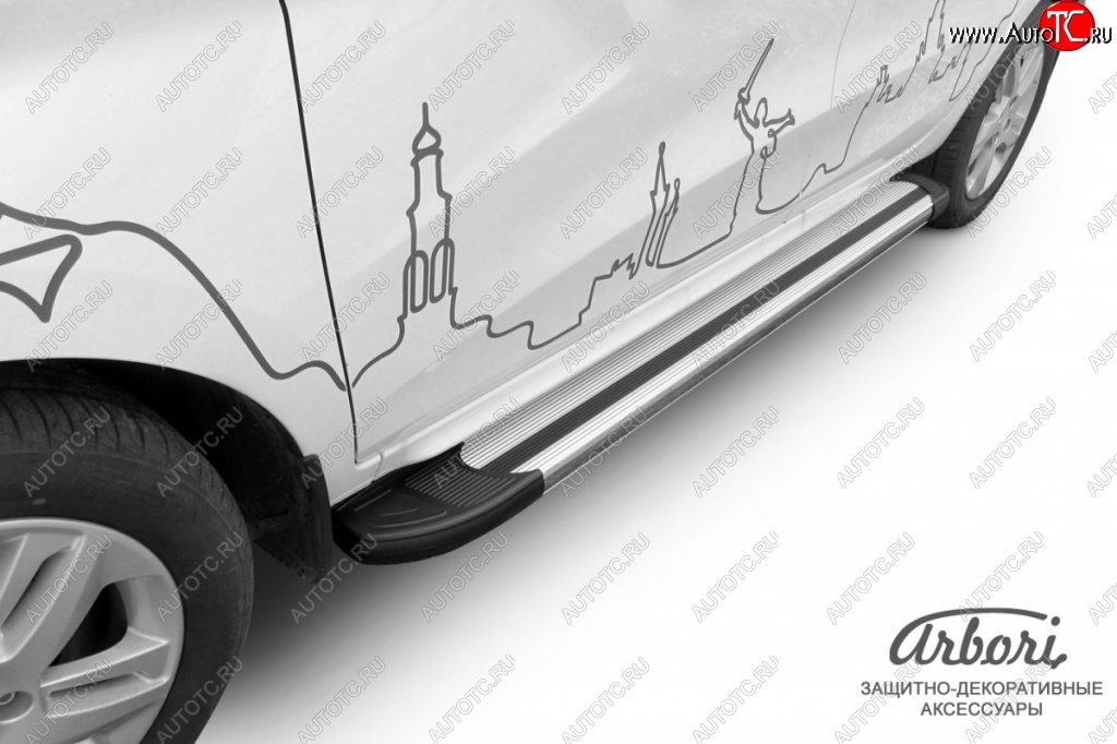 11 789 р. Порожки для ног Arbori Luxe Silver Лада XRAY (2016-2022)  с доставкой в г. Вологда