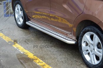 21 499 р. Порожки для ног из трубы Ø51 с алюминиевой площадкой Petroil Tuning Лада XRAY (2016-2022) (Нержавеющая полированная сталь)  с доставкой в г. Вологда. Увеличить фотографию 4