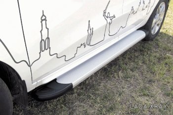 13 349 р. Алюминиевые пороги для ног Slitkoff (Optima) Лада XRAY (2016-2022) (Чёрные)  с доставкой в г. Вологда. Увеличить фотографию 2