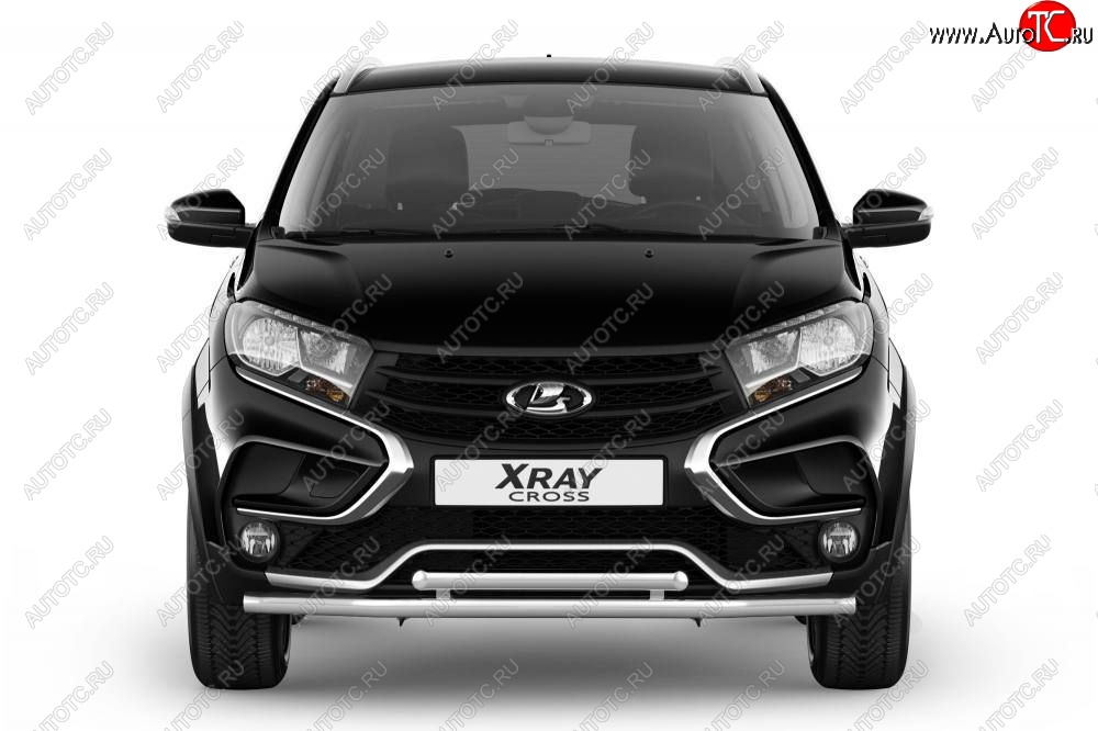 13 999 р. Защита переднего бампера двойная из труб d51/51 мм Petroil Tuning Лада XRAY Cross (2018-2022) (Нержавеющая полированная сталь)  с доставкой в г. Вологда