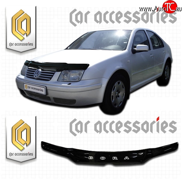 1 999 р. Дефлектор капота CA Plastic  Volkswagen Bora (1998-2005) (Classic черный, Без надписи)  с доставкой в г. Вологда