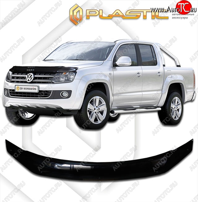 2 079 р. Дефлектор капота CA-Plastik  Volkswagen Amarok (2016-2022) рестайлинг (Classic черный, Без надписи)  с доставкой в г. Вологда
