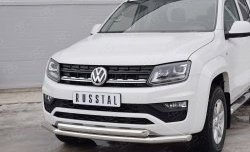 18 549 р. Защита переднего бампера (2 трубыØ63 мм, нержавейка) SLITKOFF Volkswagen Amarok рестайлинг (2016-2022)  с доставкой в г. Вологда. Увеличить фотографию 3