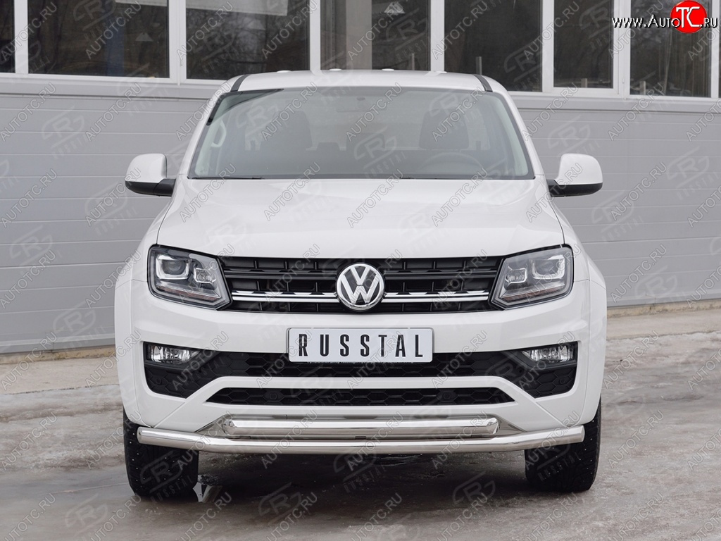 18 549 р. Защита переднего бампера (2 трубыØ63 мм, нержавейка) SLITKOFF Volkswagen Amarok рестайлинг (2016-2022)  с доставкой в г. Вологда