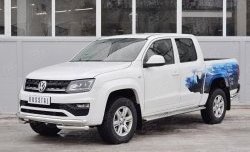17 849 р. Защита переднего бампера (Ø63 мм с углами, нержавейка) SLITKOFF Volkswagen Amarok рестайлинг (2016-2022)  с доставкой в г. Вологда. Увеличить фотографию 2