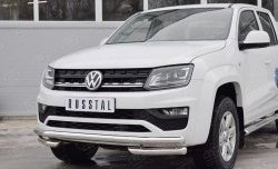 17 849 р. Защита переднего бампера (Ø63 мм с углами, нержавейка) SLITKOFF Volkswagen Amarok рестайлинг (2016-2022)  с доставкой в г. Вологда. Увеличить фотографию 4
