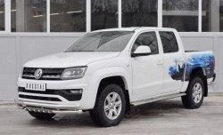 23 499 р. Защита переднего бампера (2 трубы Ø63 мм с клыками, нержавейка) SLITKOFF Volkswagen Amarok рестайлинг (2016-2022)  с доставкой в г. Вологда. Увеличить фотографию 2