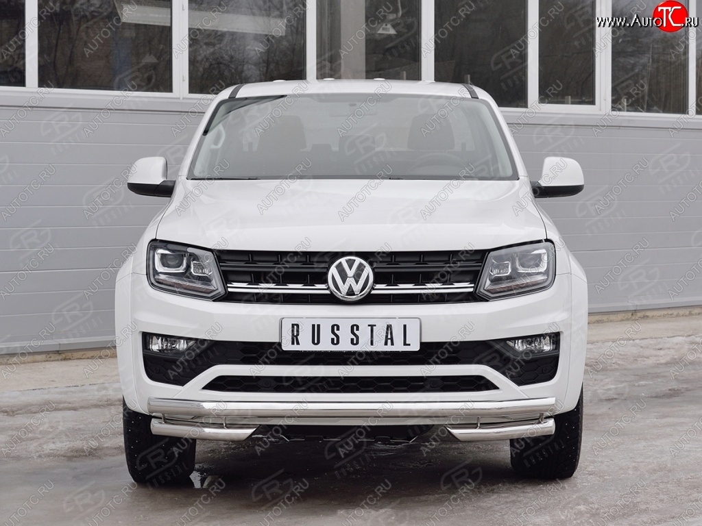 17 849 р. Защита переднего бампера (Ø63 мм с углами, нержавейка) SLITKOFF Volkswagen Amarok рестайлинг (2016-2022)  с доставкой в г. Вологда