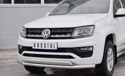 14 749 р. Защита переднего бампера (2 трубыØ63 и 75х42 мм, нержавейка) Russtal Volkswagen Amarok рестайлинг (2016-2022)  с доставкой в г. Вологда. Увеличить фотографию 3