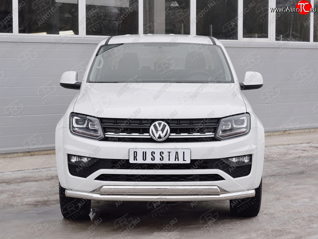 14 749 р. Защита переднего бампера (2 трубыØ63 и 75х42 мм, нержавейка) Russtal Volkswagen Amarok рестайлинг (2016-2022)  с доставкой в г. Вологда