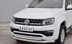 19 999 р. Защита переднего бампера (2 трубыØ76 и 63 мм, нержавейка) SLITKOFF Volkswagen Amarok рестайлинг (2016-2022)  с доставкой в г. Вологда. Увеличить фотографию 3