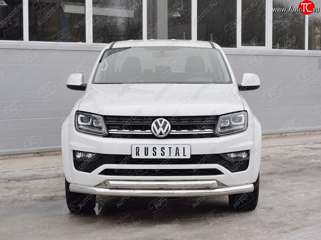 19 999 р. Защита переднего бампера (2 трубыØ76 и 63 мм, нержавейка) SLITKOFF Volkswagen Amarok рестайлинг (2016-2022)  с доставкой в г. Вологда