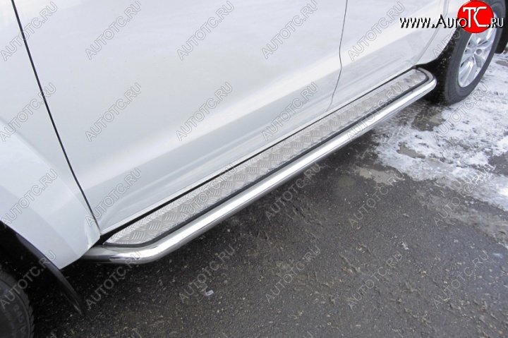 19 749 р. Широкая защита порогов с трубой диаметром d57 Slitkoff Volkswagen Amarok рестайлинг (2016-2022) (Цвет: нержавеющая полированная сталь)  с доставкой в г. Вологда