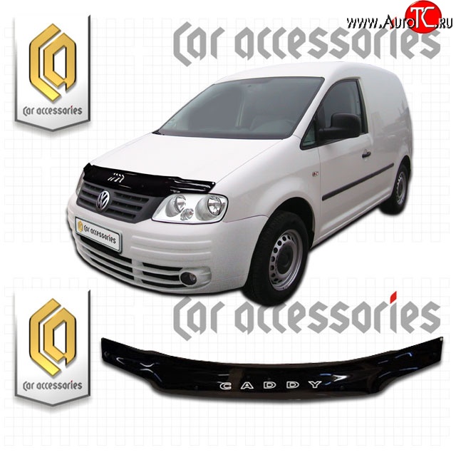 1 999 р. Дефлектор капота CA Plastic  Volkswagen Caddy  2K (2003-2010) дорестайлинг (Classic черный, Без надписи)  с доставкой в г. Вологда