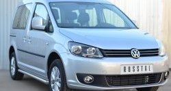 79 999 р. Защита порогов из круглой трубы диаметром 63 мм (рестайлинг) Russtal Volkswagen Caddy 2K дорестайлинг (2003-2010) (Защита порогов с со скосами на торцах (вариант 1))  с доставкой в г. Вологда. Увеличить фотографию 4