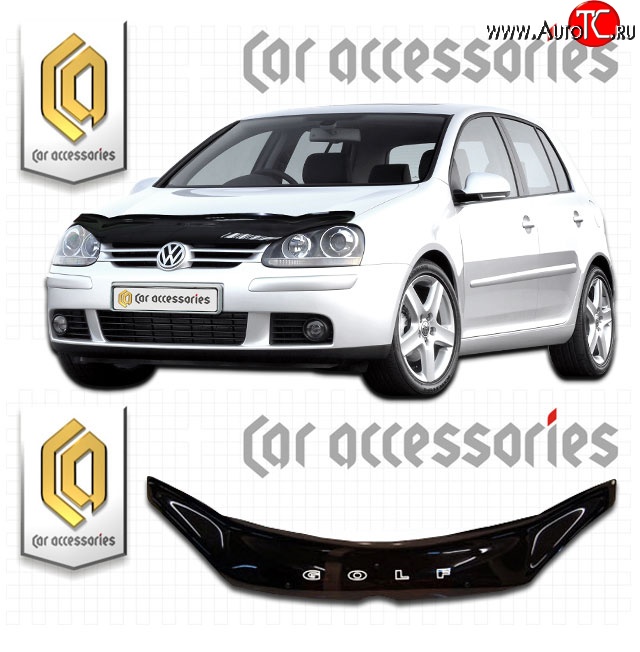 2 159 р. Дефлектор капота CA-Plastic  Volkswagen Golf  5 (2003-2009) универсал, хэтчбэк (Classic черный, Без надписи)  с доставкой в г. Вологда