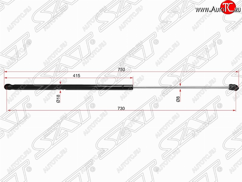 759 р. Газовый упор капота SAT  Volkswagen Golf  6 (2008-2014) хэтчбэк 5 дв.  с доставкой в г. Вологда