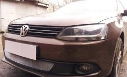 1 539 р. Сетка на бампер Russtal (хром) Volkswagen Jetta A6 седан дорестайлинг (2011-2015)  с доставкой в г. Вологда. Увеличить фотографию 3