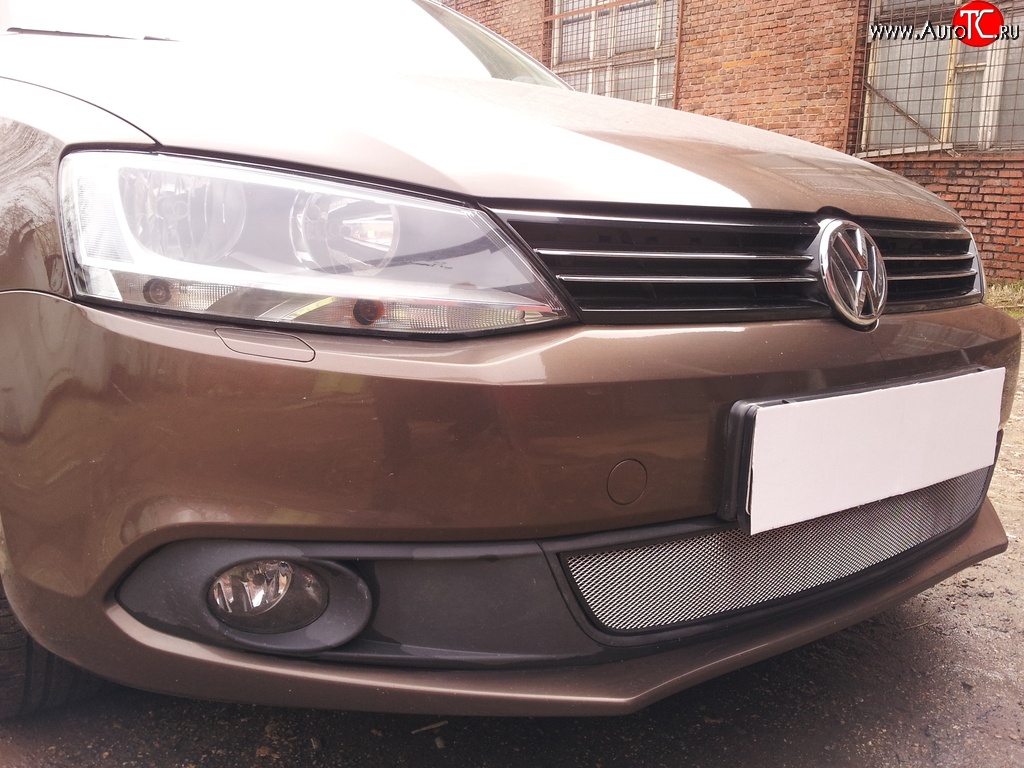 1 539 р. Сетка на бампер Russtal (хром) Volkswagen Jetta A6 седан дорестайлинг (2011-2015)  с доставкой в г. Вологда