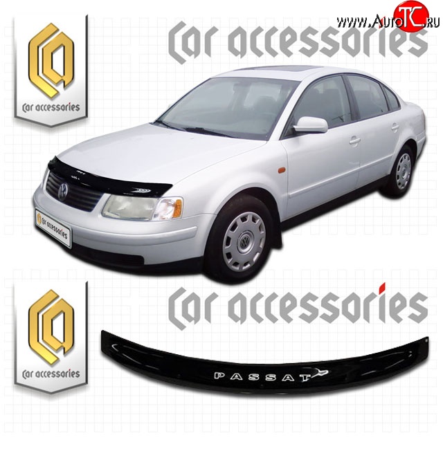 1 999 р. Дефлектор капота CA Plastic  Volkswagen Passat  B5 (1996-2000) седан дорестайлинг, универсал дорестайлинг (Classic черный, Без надписи)  с доставкой в г. Вологда